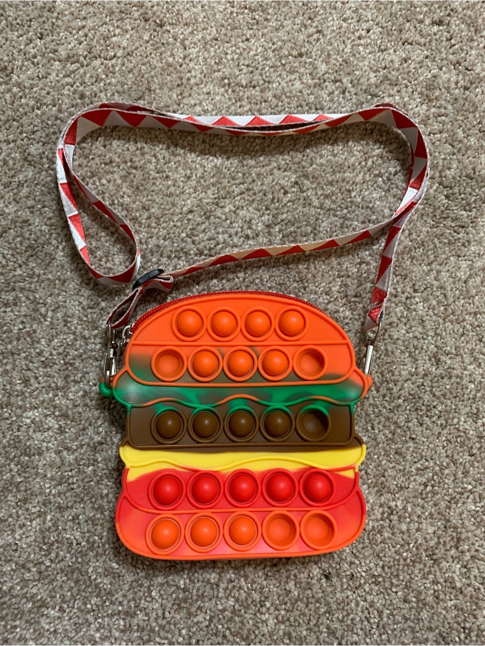 Hamburger Burger Bubble Sensory Fidget Pop-It Kids Crossbody Bag Purse